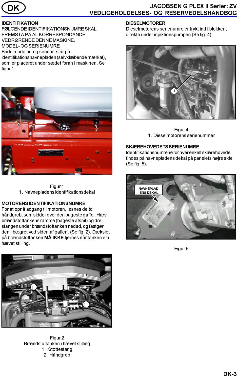 DIESELMOTORER Dieselmotorens serienumre er trykt ind i blokken, direkte under injektionspumpen (Se fig. 4). Figur 4.