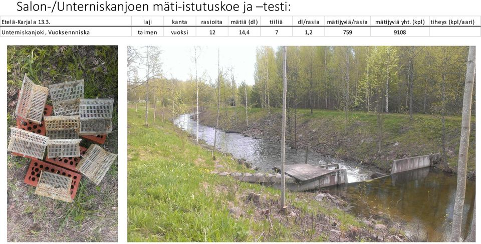 3. Unterniskanjoki, Vuoksennniska laji kanta rasioita mätiä