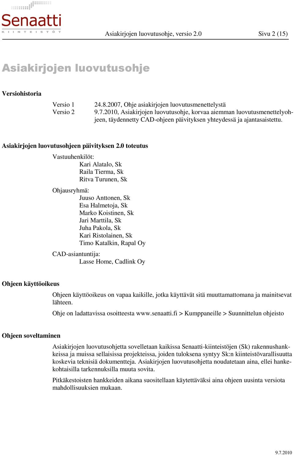 Asiakirjojen luovutusohjeen päivityksen 2.