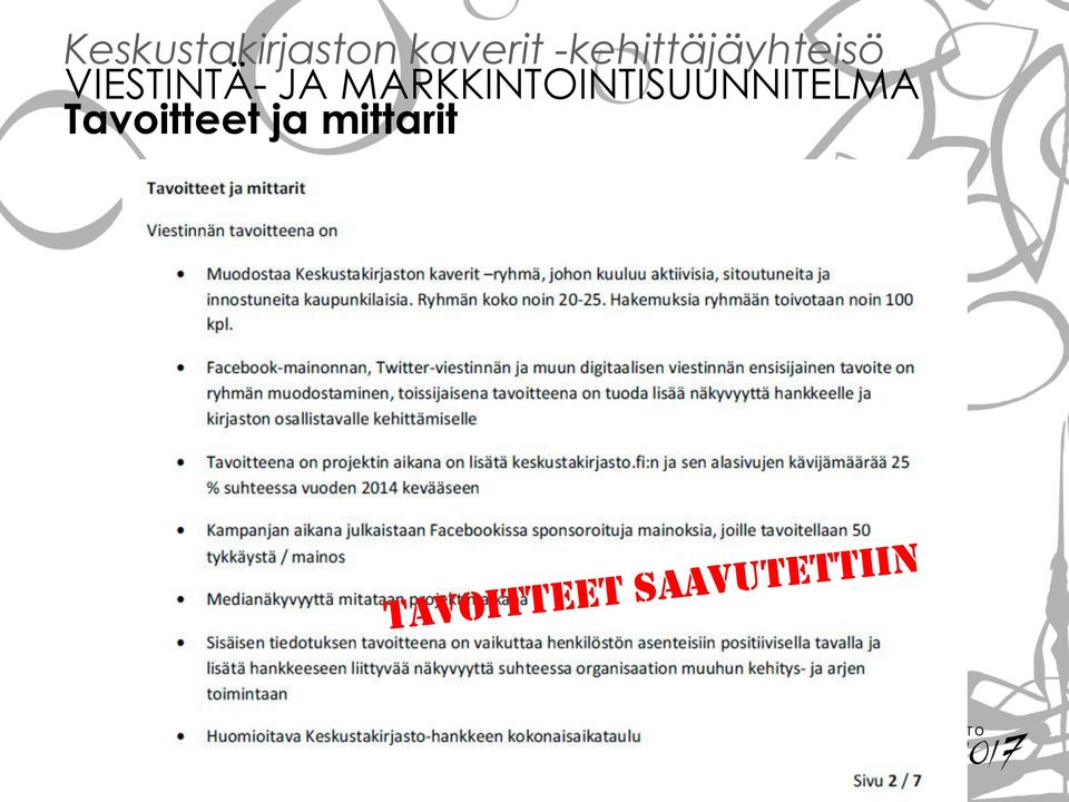 JA MARKKINTOINTISUUNNITELMA