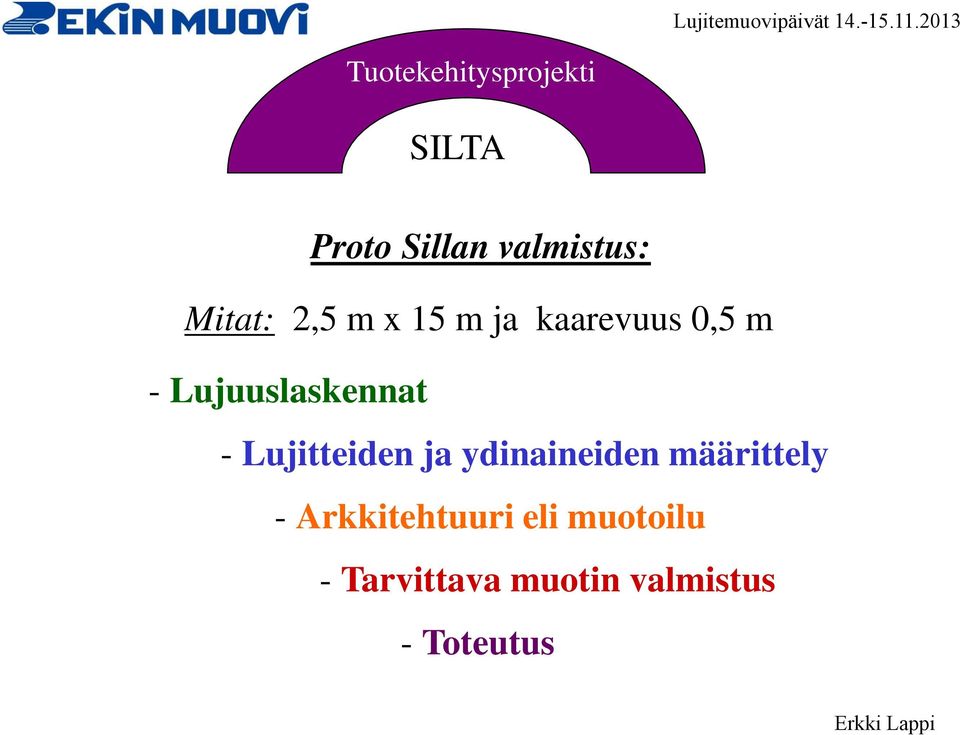 ja ydinaineiden määrittely - Arkkitehtuuri eli