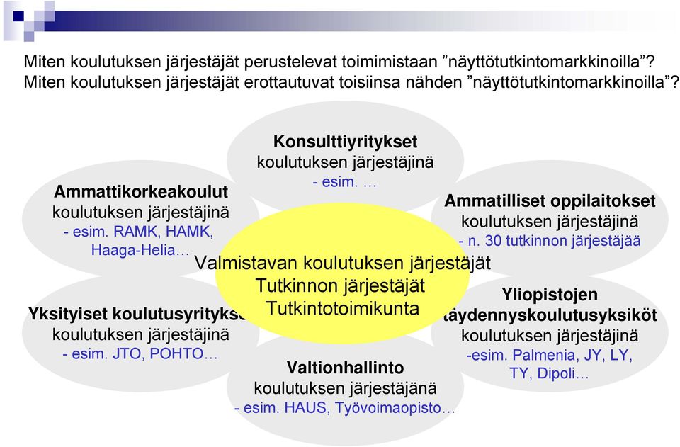 JTO, POHTO Konsulttiyritykset koulutuksen järjestäjinä -esim.