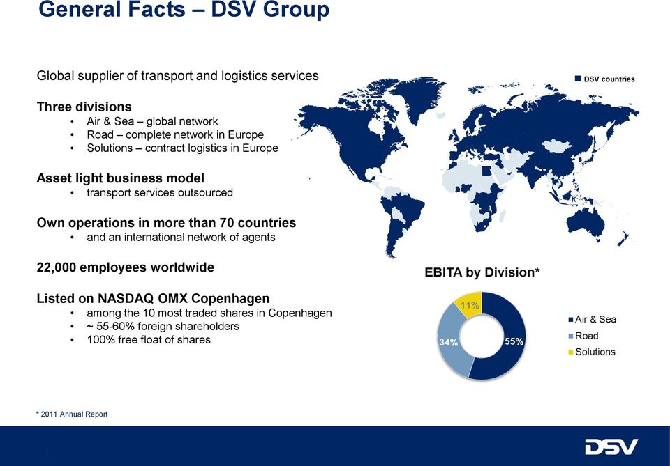 operations in more than 70 countries and an international network of agents 22,000 employees worldwide Listed on NASDAQ OMX Copenhagen