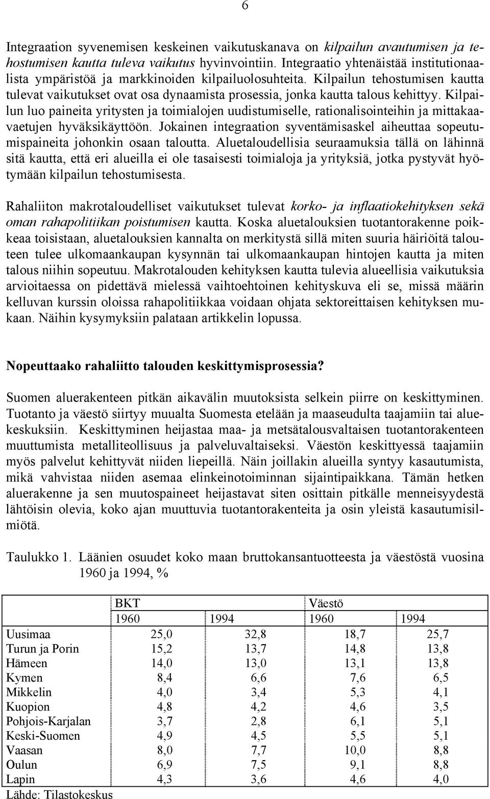 Kilpailun tehostumisen kautta tulevat vaikutukset ovat osa dynaamista prosessia, jonka kautta talous kehittyy.