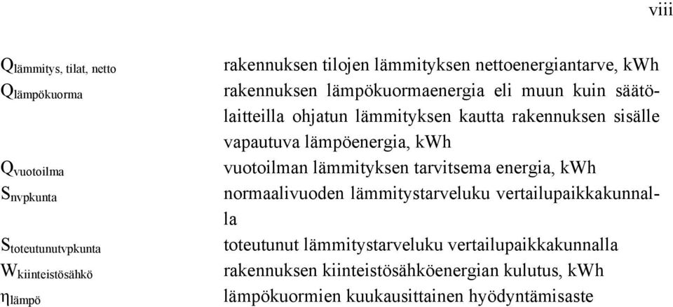 sisälle vapautuva lämpöenergia, kwh vuotoilman lämmityksen tarvitsema energia, kwh normaalivuoden lämmitystarveluku vertailupaikkakunnalla