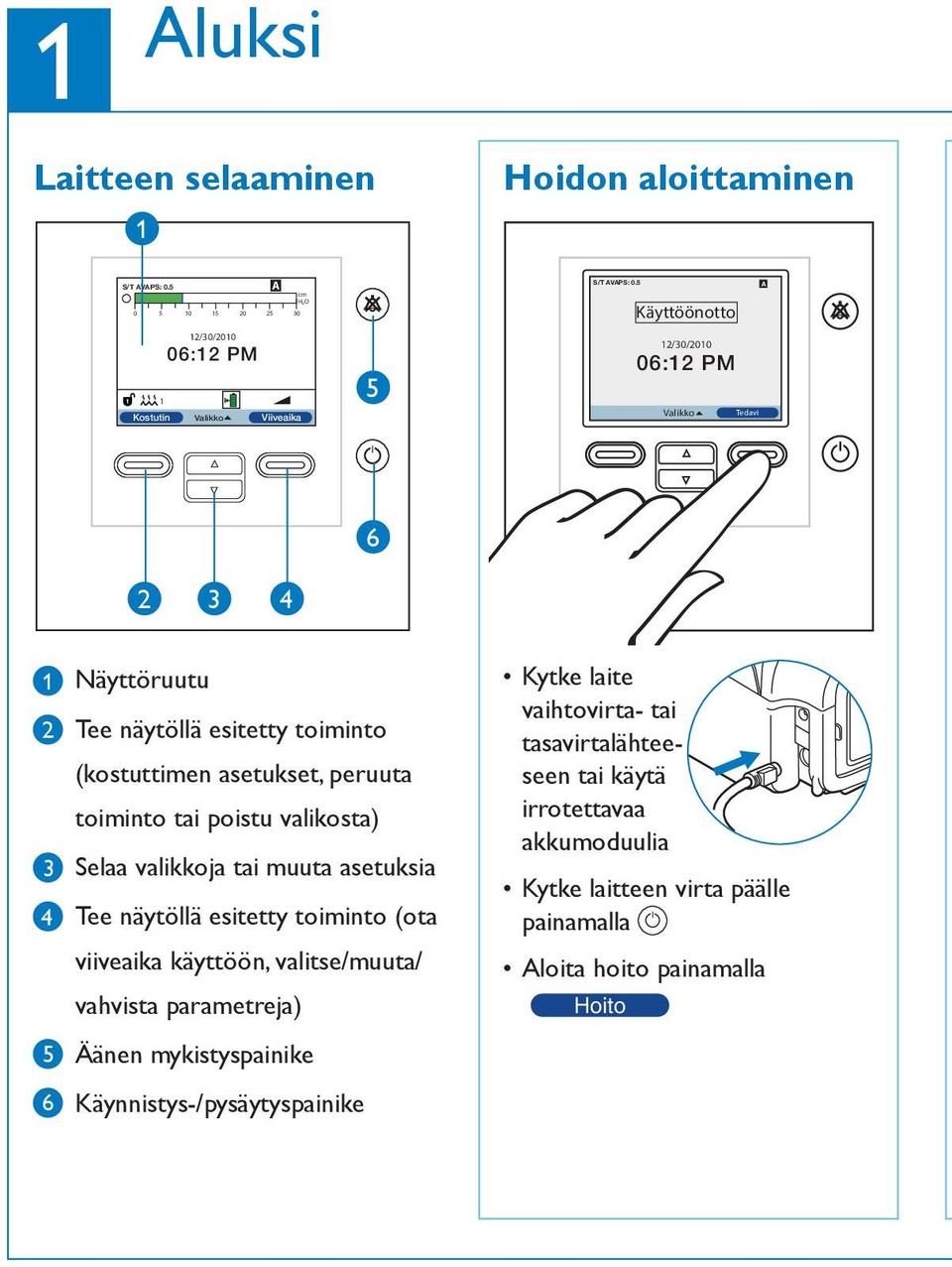 valikosta) Selaa valikkoja tai muuta asetuksia Tee näytöllä esitetty toiminto (ota viiveaika käyttöön, valitse/muuta/ vahvista parametreja) Äänen mykistyspainike