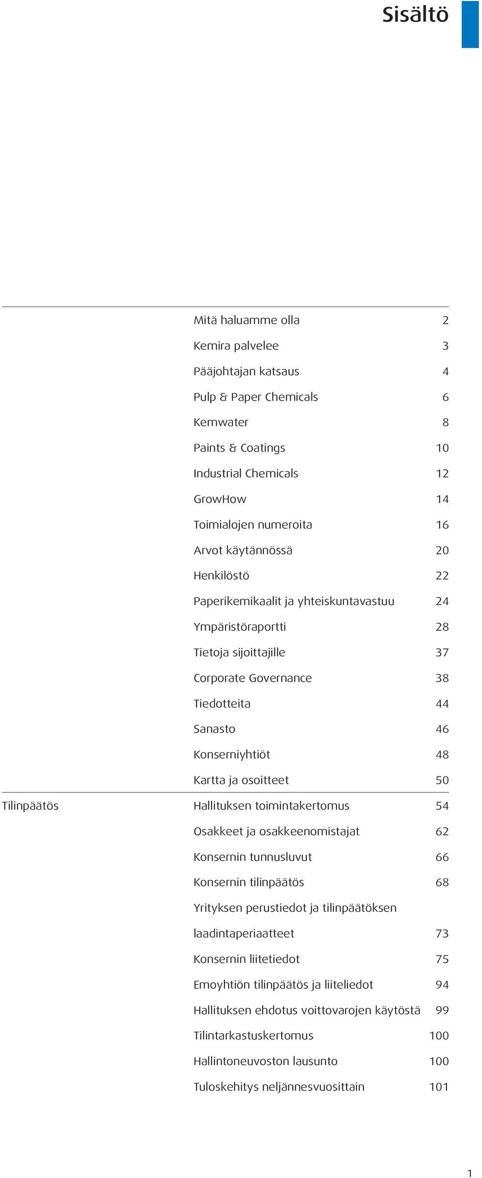 osoitteet 50 Tilinpäätös Hallituksen toimintakertomus 54 Osakkeet ja osakkeenomistajat 62 Konsernin tunnusluvut 66 Konsernin tilinpäätös 68 Yrityksen perustiedot ja tilinpäätöksen