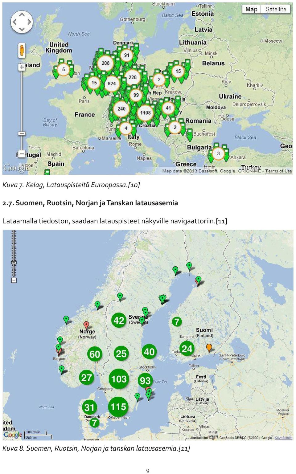 Suomen, Ruotsin, Norjan ja Tanskan latausasemia Lataamalla