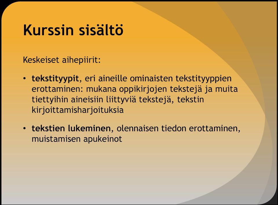 muita tiettyihin aineisiin liittyviä tekstejä, tekstin