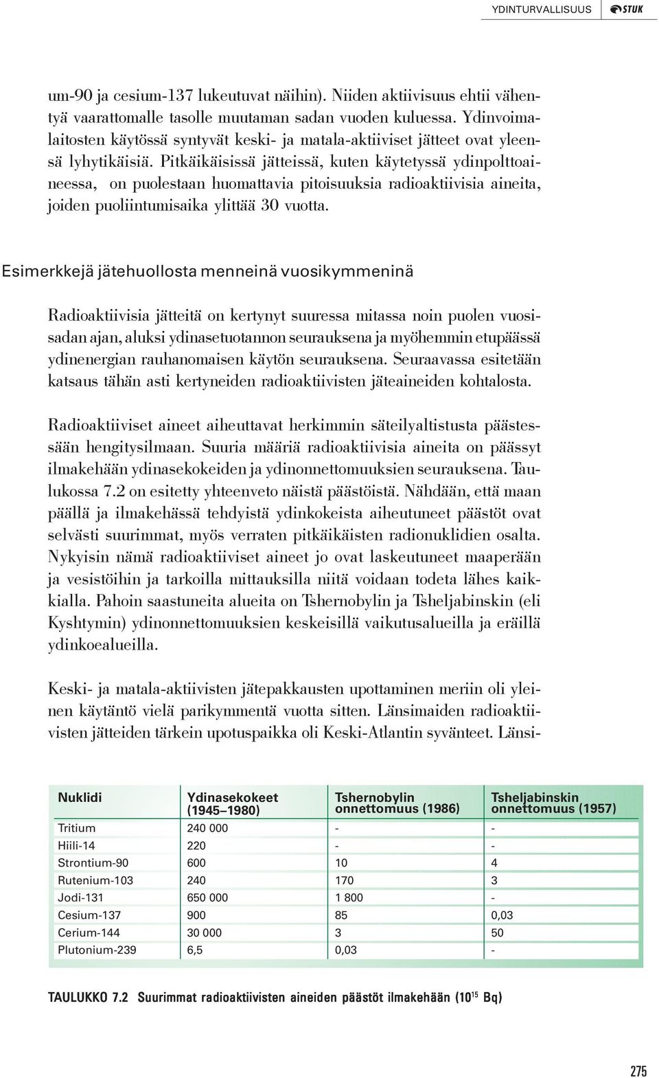 Pitkäikäisissä jätteissä, kuten käytetyssä ydinpolttoaineessa, on puolestaan huomattavia pitoisuuksia radioaktiivisia aineita, joiden puoliintumisaika ylittää 30 vuotta.