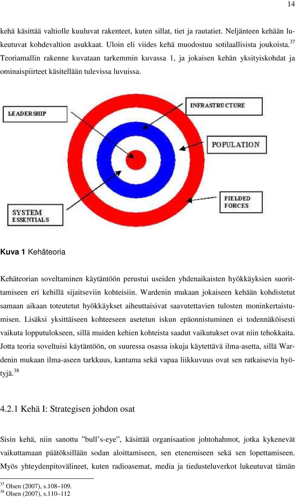 Kuva 1 Kehäteoria Kehäteorian soveltaminen käytäntöön perustui useiden yhdenaikaisten hyökkäyksien suorittamiseen eri kehillä sijaitseviin kohteisiin.