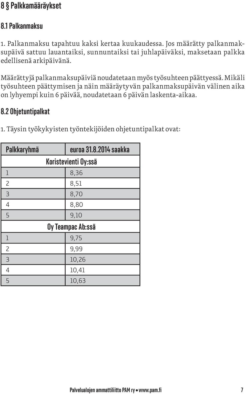 Määrättyjä palkanmaksupäiviä noudatetaan myös työsuhteen päättyessä.