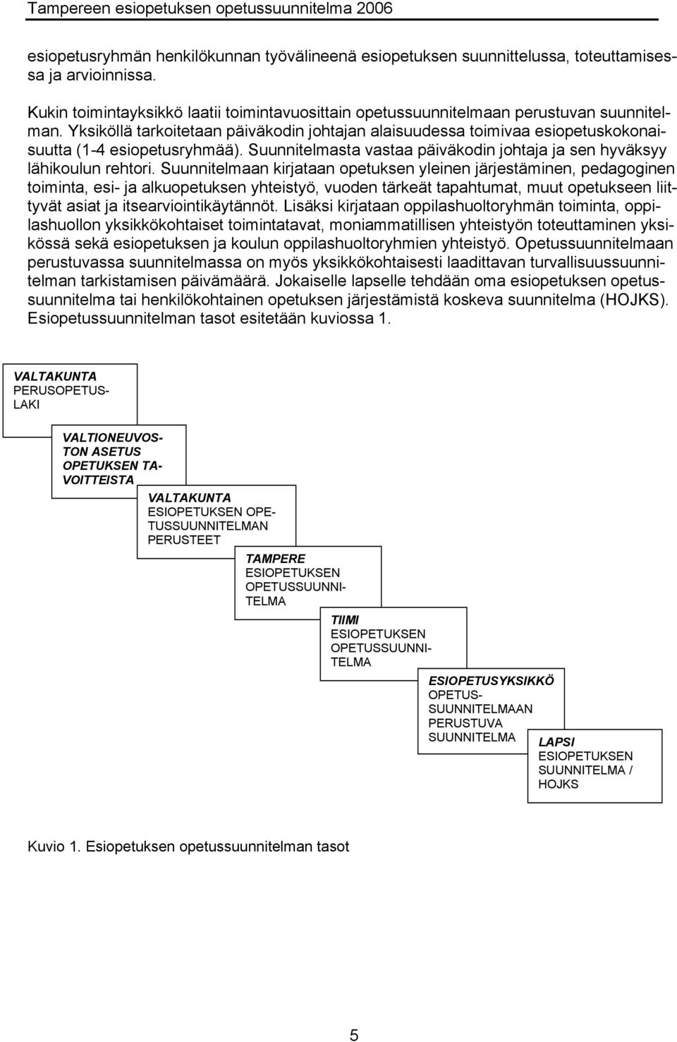 Suunnitelmaan kirjataan opetuksen yleinen järjestäminen, pedagoginen toiminta, esi- ja alkuopetuksen yhteistyö, vuoden tärkeät tapahtumat, muut opetukseen liittyvät asiat ja itsearviointikäytännöt.