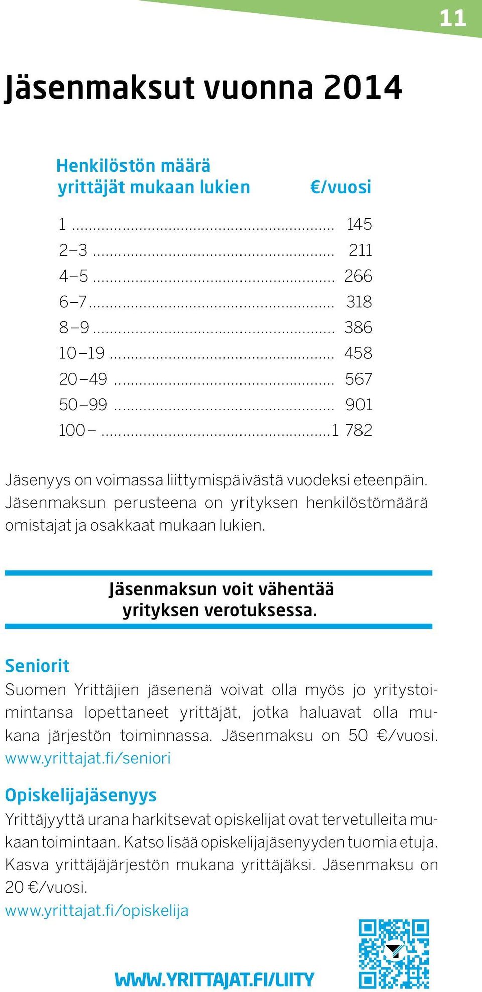 Jäsenmaksun voit vähentää yrityksen verotuksessa. Seniorit Suomen Yrittäjien jäsenenä voivat olla myös jo yritystoimintansa lopettaneet yrittäjät, jotka haluavat olla mukana järjestön toiminnassa.