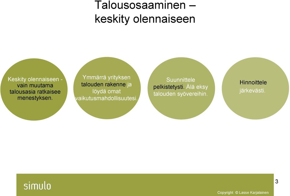 Ymmärrä yrityksen talouden rakenne ja löydä omat