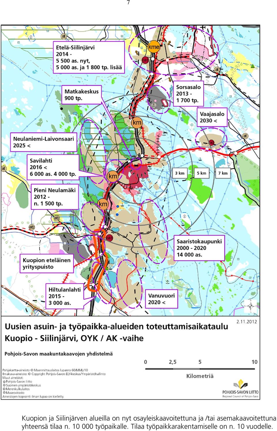 asemakaavoitettuna yhteensä tilaa n.