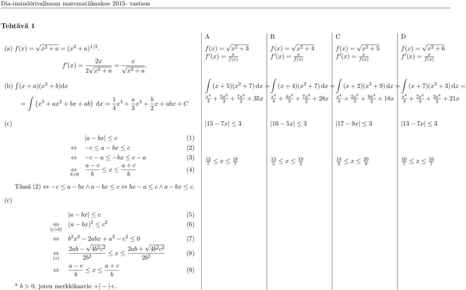 4x3 3 + 7x4 2 + 28x x 4 4 + 2x3 3 + 9x4 2 + 18x x 4 4 + 7x3 3 + 3x4 2 + 21x (c) 15 7x 3 16 5x 3 17 9x 3 13 7x 3 a x c (1) c a x c (2) c a x c a (3) a c x a + c (4) >0 12 7 x 18 7 13 5 x 19 5 14