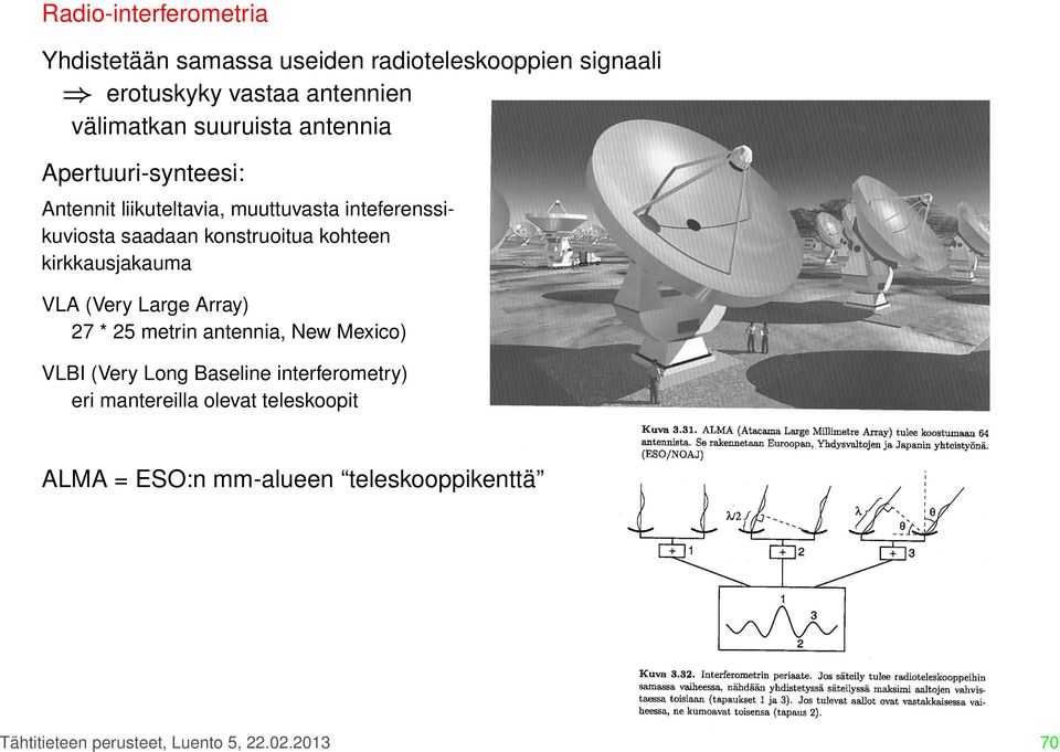 kohteen kirkkausjakauma VLA (Very Large Array) 27 * 25 metrin antennia, New Mexico) VLBI (Very Long Baseline