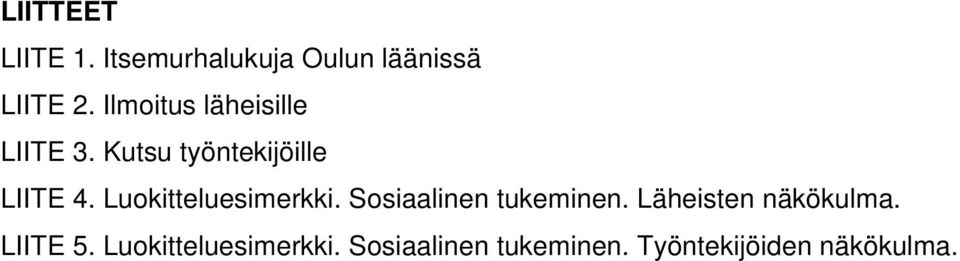 Luokitteluesimerkki. Sosiaalinen tukeminen. Läheisten näkökulma.