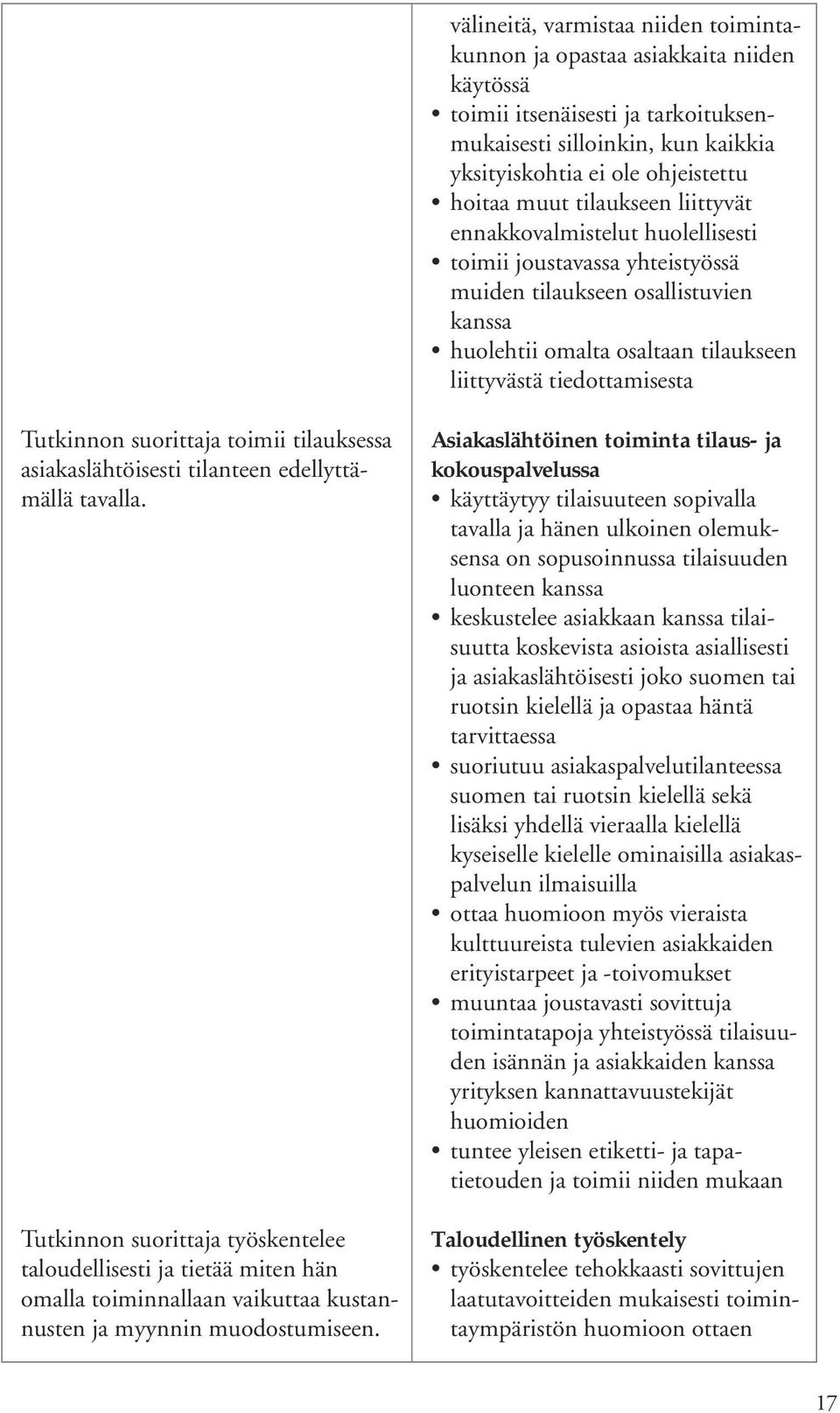suorittaja toimii tilauksessa asiakaslähtöisesti tilanteen edellyttämällä tavalla.
