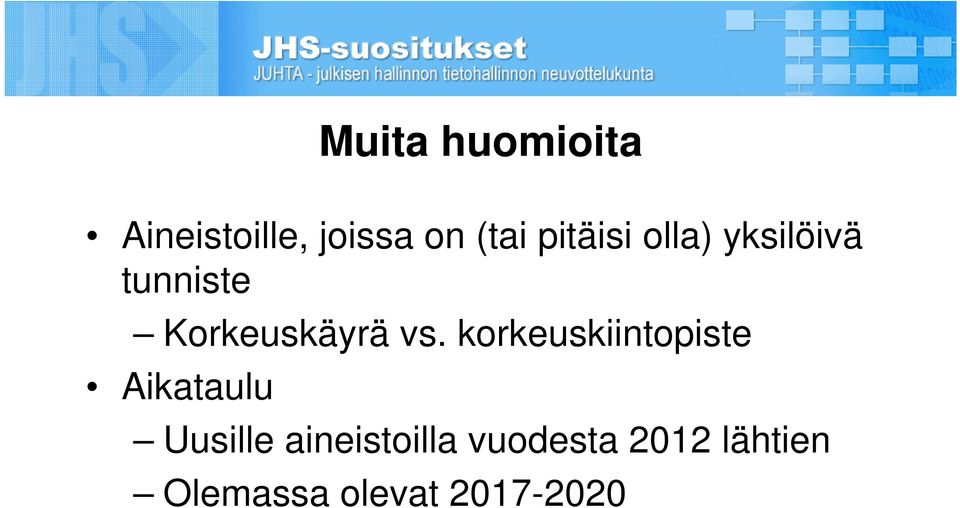 vs. korkeuskiintopiste Aikataulu Uusille