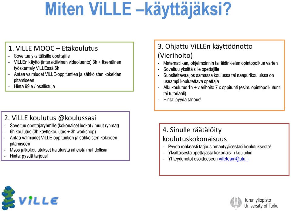 kokeiden pitämiseen - Hinta 99 e / osallistuja 2.