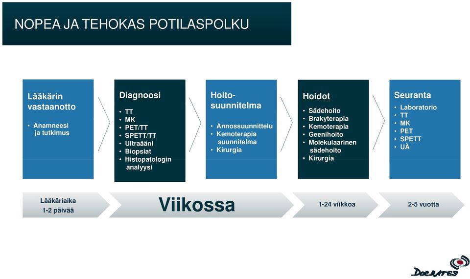 suunnitelma Kirurgia Hoidot Sädehoito Brakyterapia Kemoterapia Geenihoito Molekulaarinen sädehoito