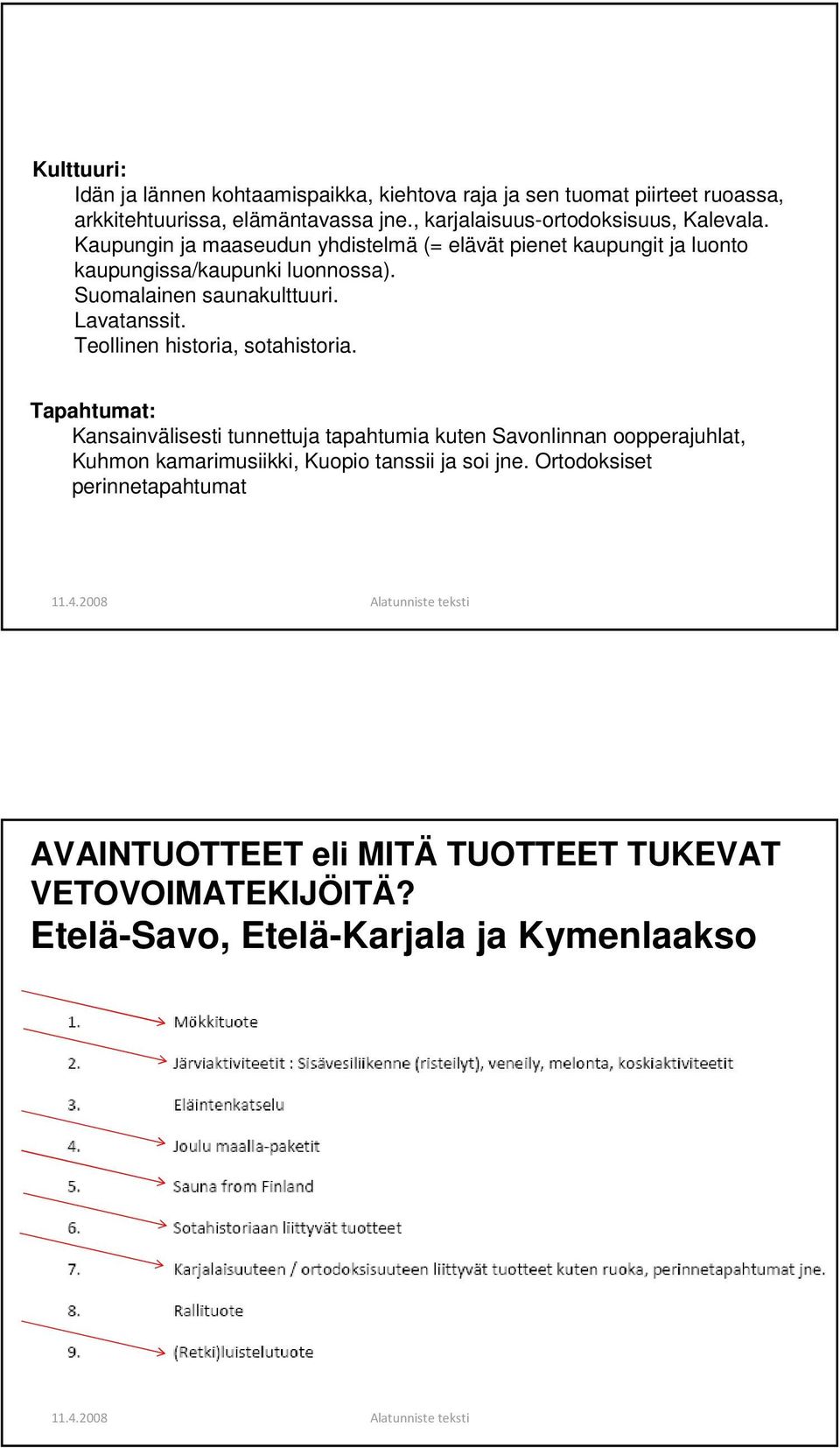 Suomalainen saunakulttuuri. Lavatanssit. Teollinen historia, sotahistoria.