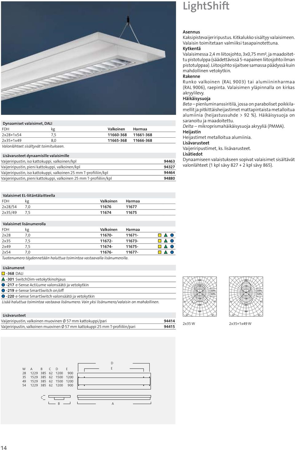 T-profiiliin/kpl 94464 Vaijeriripustin, pieni kattokuppi, valkoinen 25 mm T-profiiliin/kpl 94880 Asennus Kaksipistevaijeriripustus. Kitkalukko sisältyy valaisimeen.