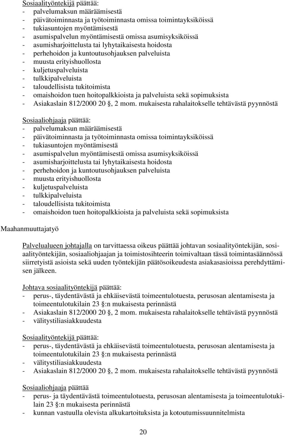 taloudellisista tukitoimista - omaishoidon tuen hoitopalkkioista ja palveluista sekä sopimuksista - Asiakaslain 812/2000 20, 2 mom.