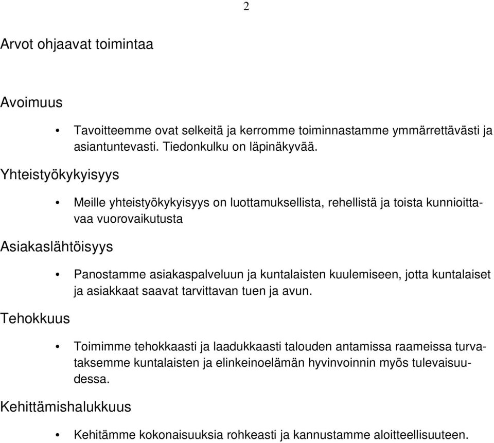 asiakaspalveluun ja kuntalaisten kuulemiseen, jotta kuntalaiset ja asiakkaat saavat tarvittavan tuen ja avun.