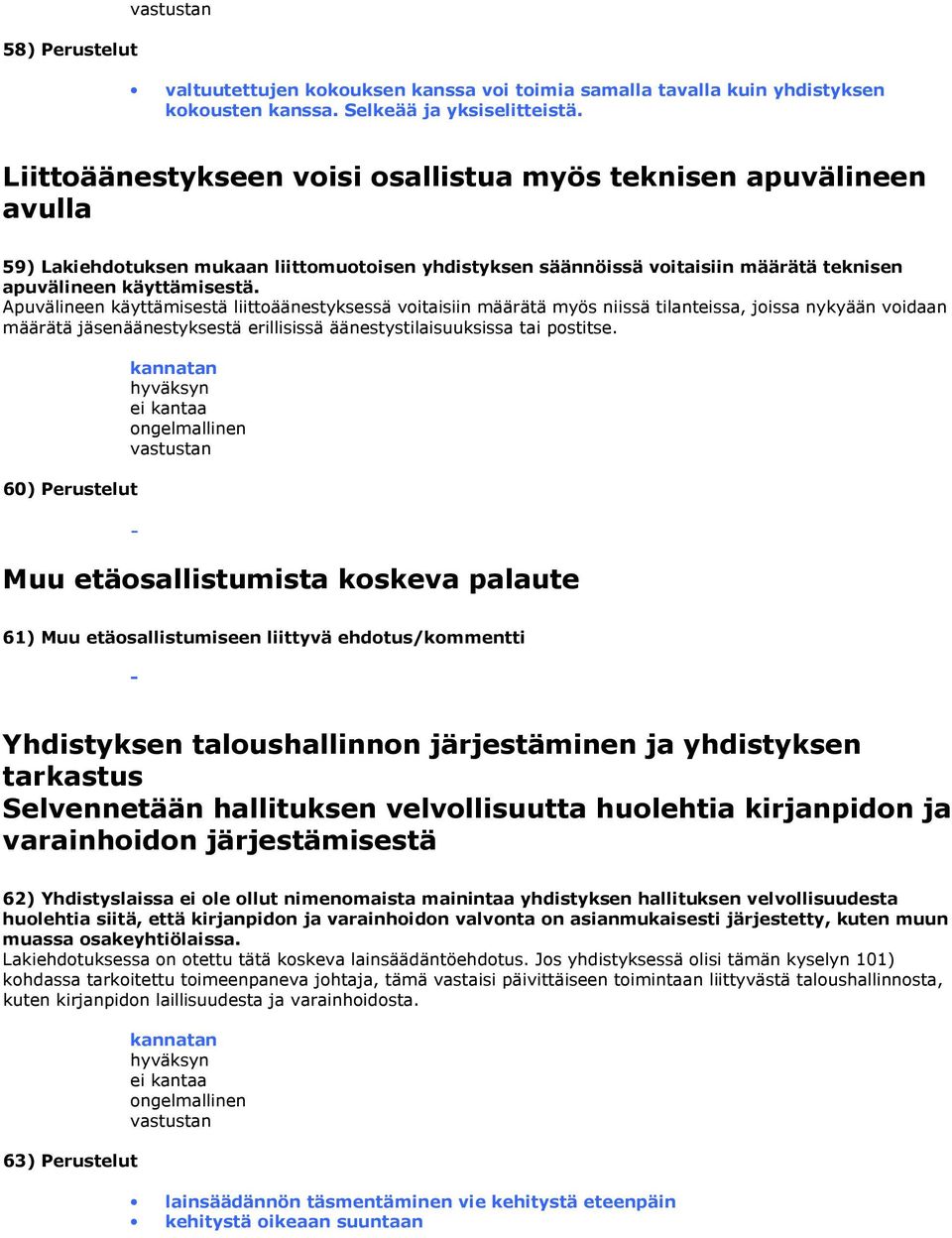 Apuvälineen käyttämisestä liittoäänestyksessä voitaisiin määrätä myös niissä tilanteissa, joissa nykyään voidaan määrätä jäsenäänestyksestä erillisissä äänestystilaisuuksissa tai postitse.