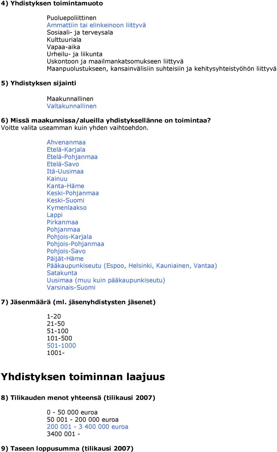 toimintaa? Voitte valita useamman kuin yhden vaihtoehdon.