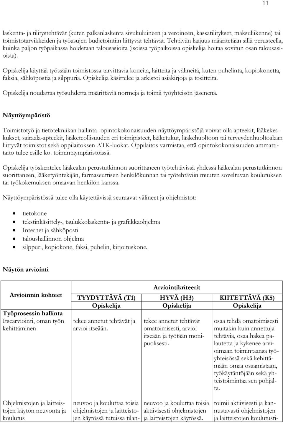 Opiskelija käyttää työssään toimistossa tarvittavia koneita, laitteita ja välineitä, kuten puhelinta, kopiokonetta, faksia, sähköpostia ja silppuria.