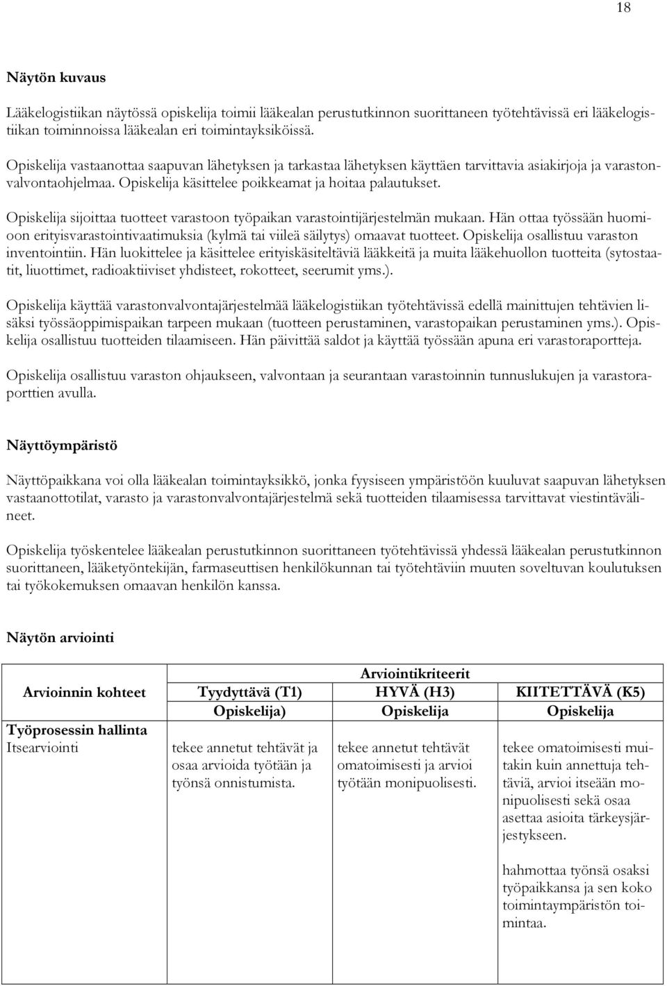 Opiskelija sijoittaa tuotteet varastoon työpaikan varastointijärjestelmän mukaan. Hän ottaa työssään huomioon erityisvarastointivaatimuksia (kylmä tai viileä säilytys) omaavat tuotteet.