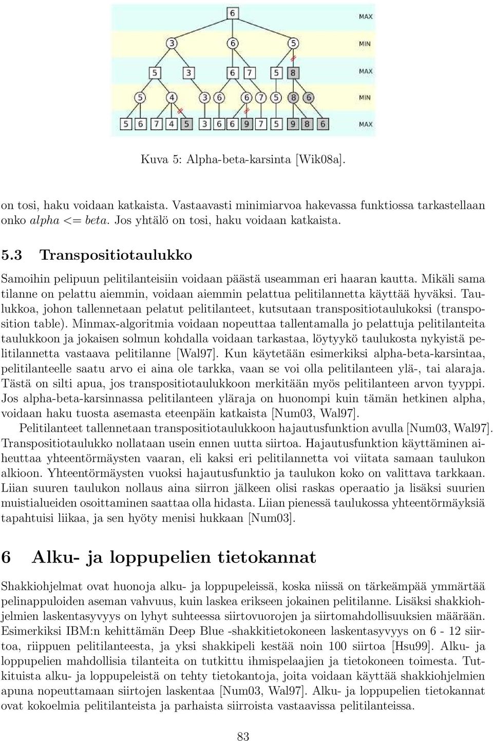 Taulukkoa, johon tallennetaan pelatut pelitilanteet, kutsutaan transpositiotaulukoksi (transposition table).