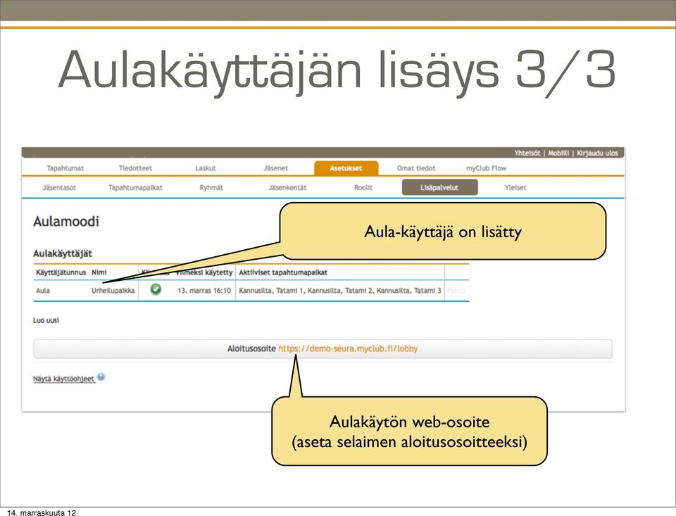 Aulakäytön web-osoite