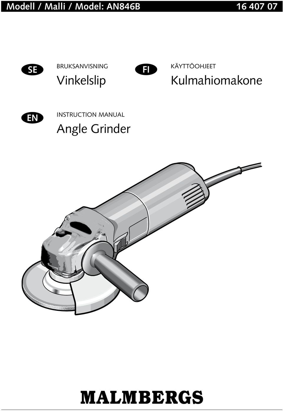 Vinkelslip FI KÄYTTÖOHJEET