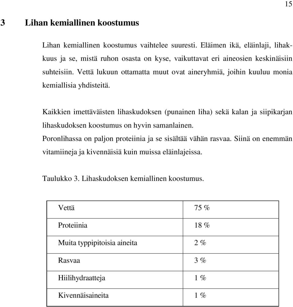 Vettä lukuun ottamatta muut ovat aineryhmiä, joihin kuuluu monia kemiallisia yhdisteitä.