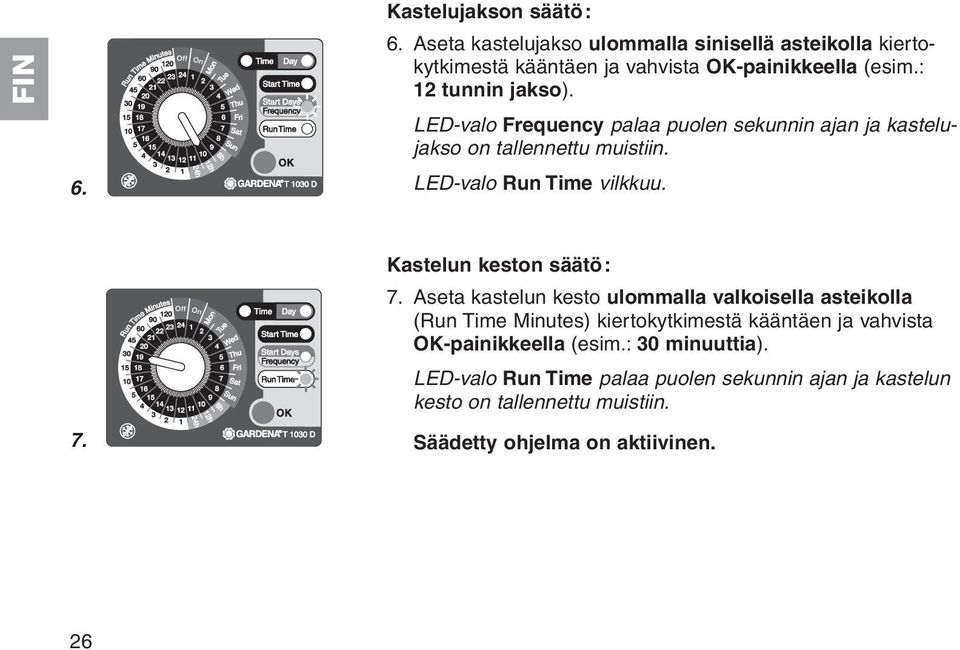 Kastelun keston säätö: 7.