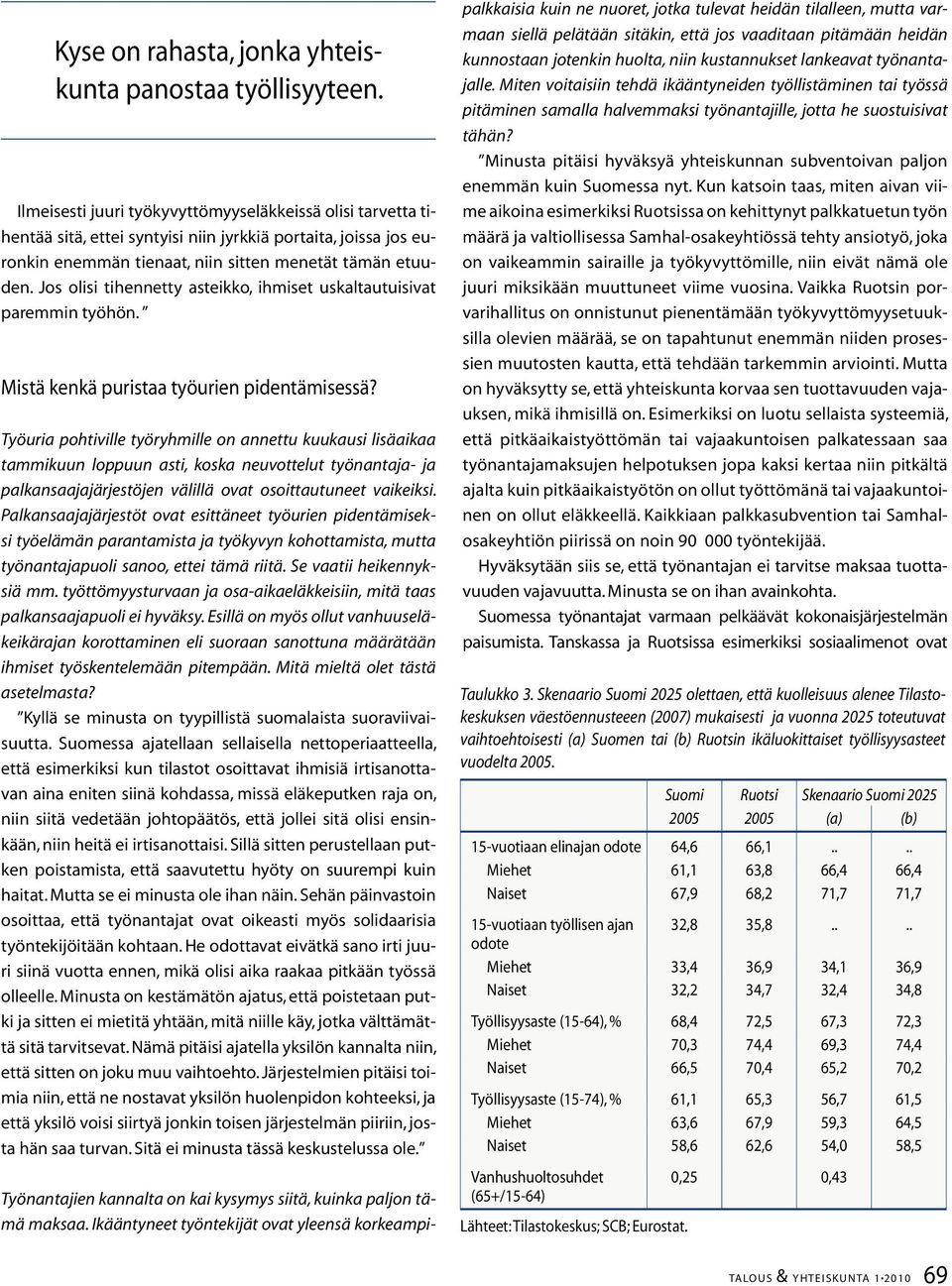 Jos olisi tihennetty asteikko, ihmiset uskaltautuisivat paremmin työhön. Mistä kenkä puristaa työurien pidentämisessä?