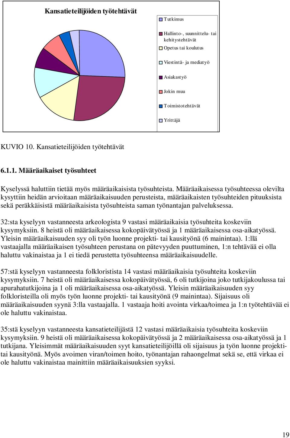 Määräaikaisessa työsuhteessa olevilta kysyttiin heidän arvioitaan määräaikaisuuden perusteista, määräaikaisten työsuhteiden pituuksista sekä peräkkäisistä määräaikaisista työsuhteista saman