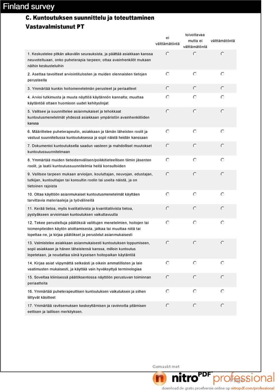 Asettaa tavoitteet arviointitulosten ja muiden olennaisten tietojen perusteella 3. Ymmärtää kunkin hoitomenetelmän perusteet ja periaatteet 4.