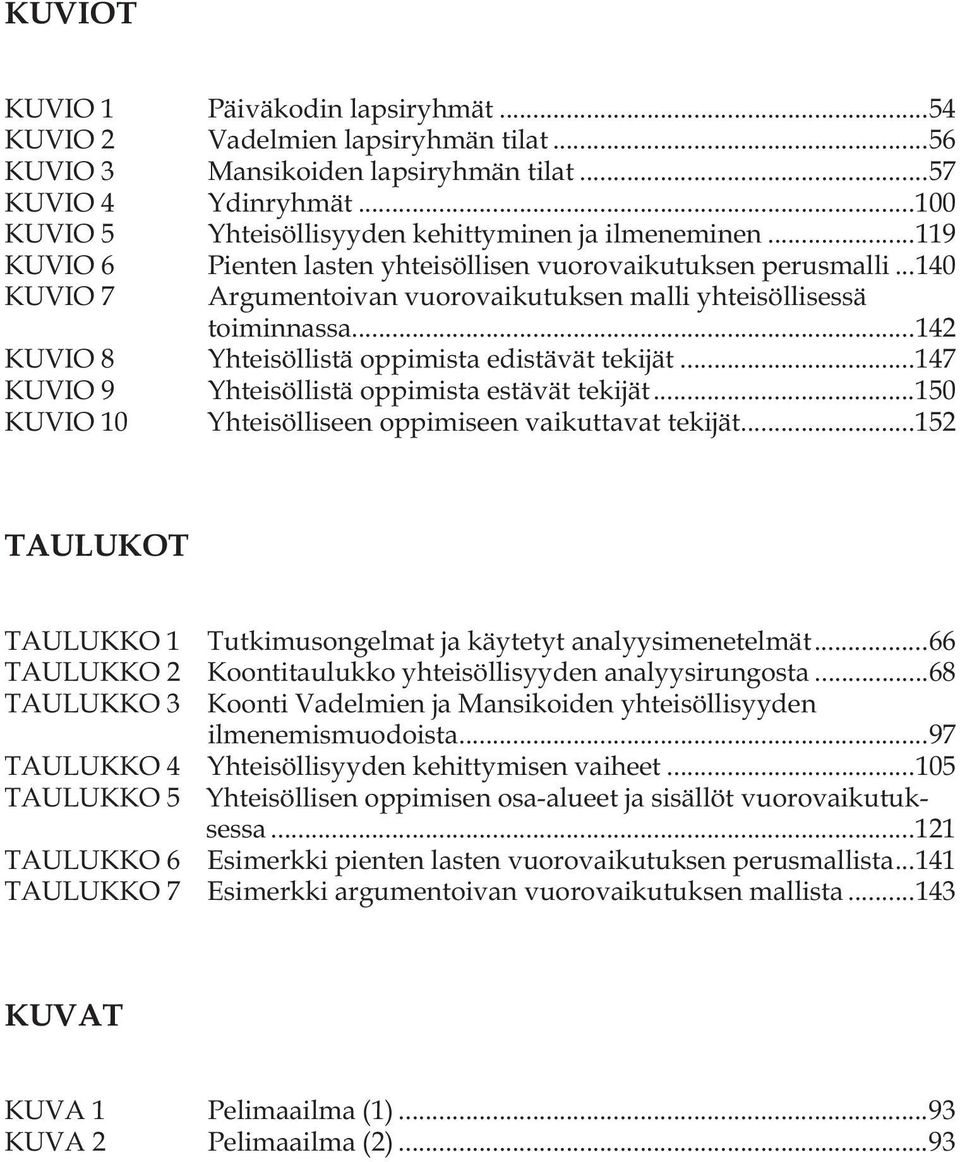 .. 140 KUVIO 7 Argumentoivan vuorovaikutuksen malli yhteisöllisessä toiminnassa... 142 KUVIO 8 Yhteisöllistä oppimista edistävät tekijät... 147 KUVIO 9 Yhteisöllistä oppimista estävät tekijät.