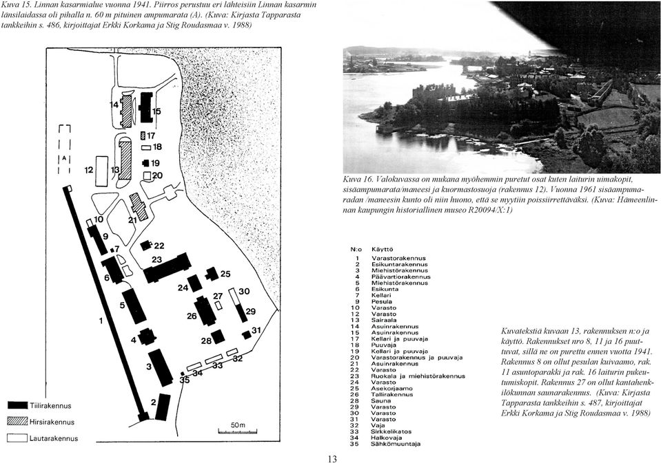 Vuonna 1961 sisäampumaradan /maneesin kunto oli niin huono, että se myytiin poissiirrettäväksi.