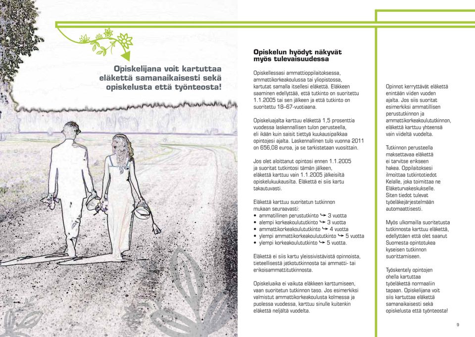 Eläkkeen saaminen edellyttää, että tutkinto on suoritettu 1.1.2005 tai sen jälkeen ja että tutkinto on suoritettu 18 67-vuotiaana.