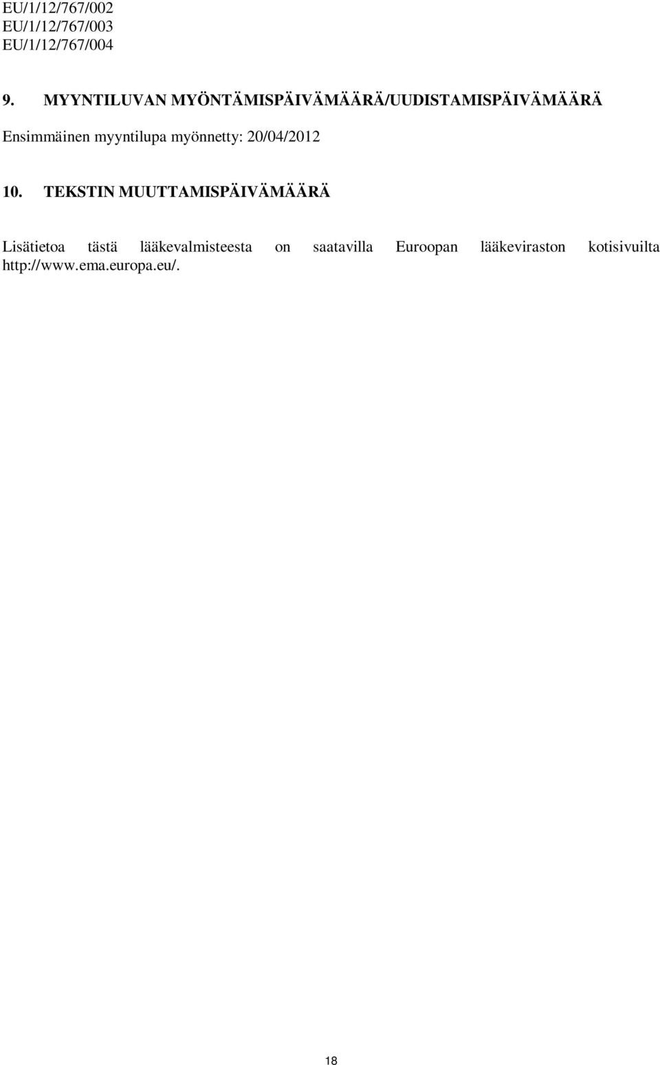 myönnetty: 20/04/2012 10.