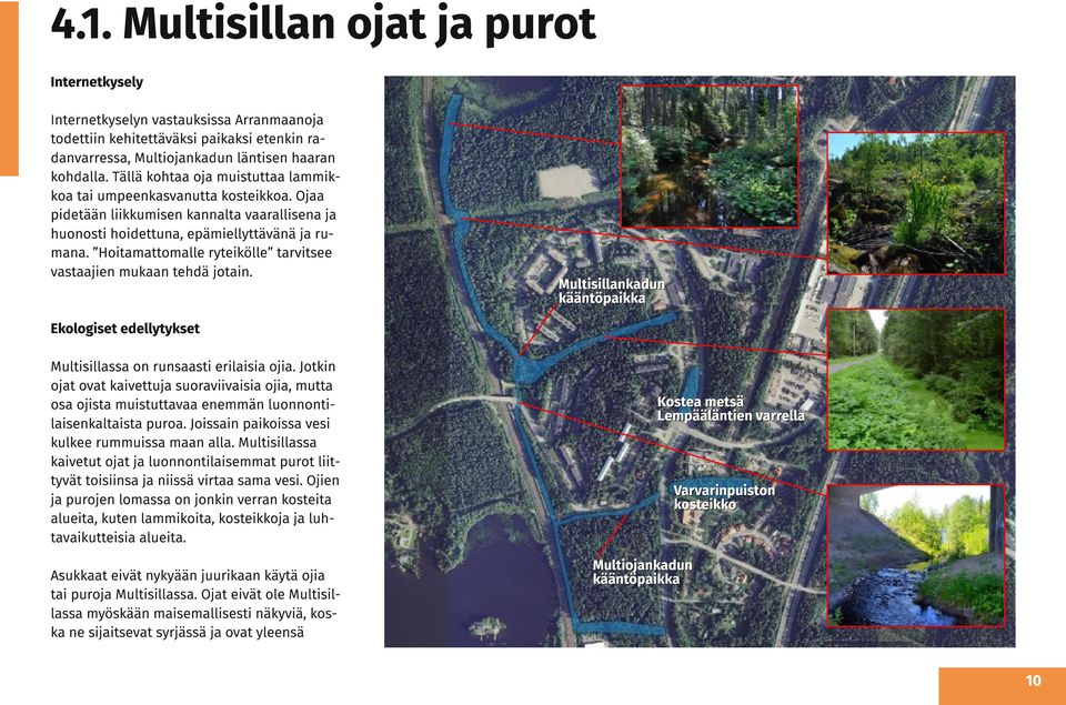 Hoitamattomalle ryteikölle tarvitsee vastaajien mukaan tehdä jotain. M u lti si llan kad u n kään töp ai kka Ekologiset edellytykset Multisillassa on runsaasti erilaisia ojia.
