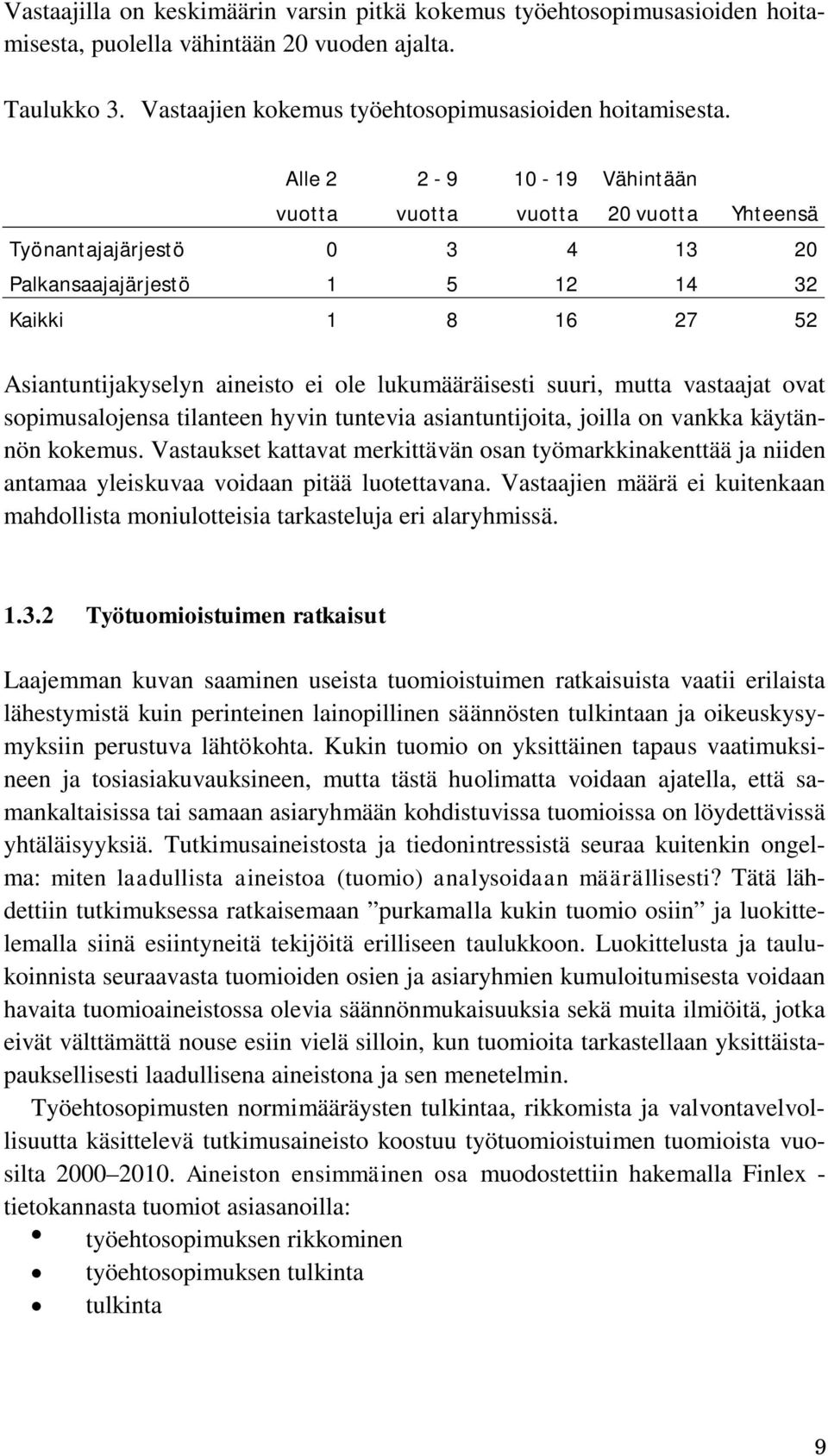 lukumääräisesti suuri, mutta vastaajat ovat sopimusalojensa tilanteen hyvin tuntevia asiantuntijoita, joilla on vankka käytännön kokemus.