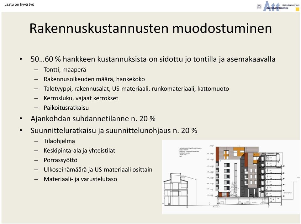 Kerrosluku, vajaat kerrokset Paikoitusratkaisu Ajankohdan suhdannetilanne n.